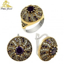 Gümüş Otantik Taşlı Set